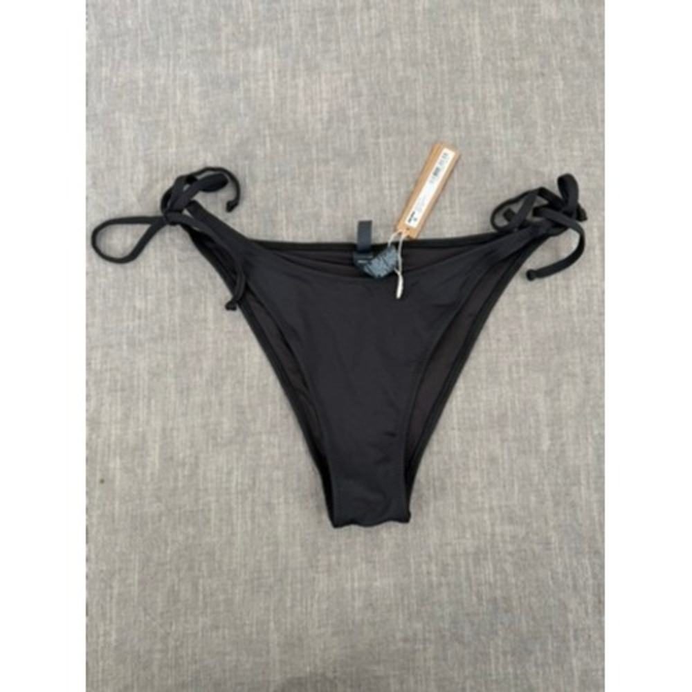 SKIMS Recycled Swim Dippy Tie String Bikini Bottom Onyx Black Size M Medium NWT